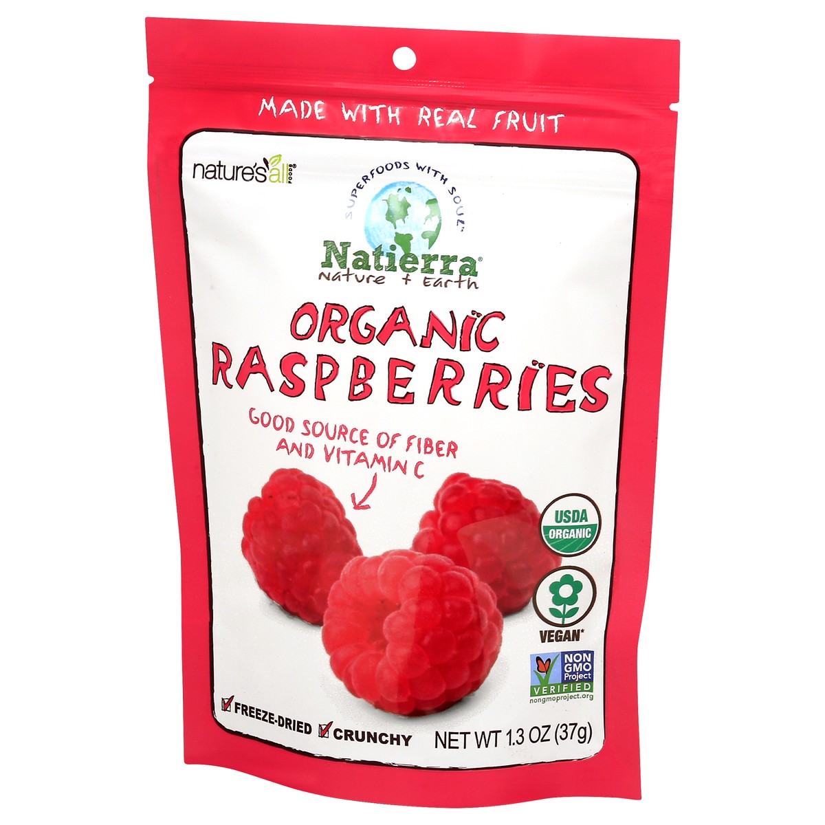 slide 2 of 13, Natierra Organic Freeze Dried Raspberries, 1.3 oz