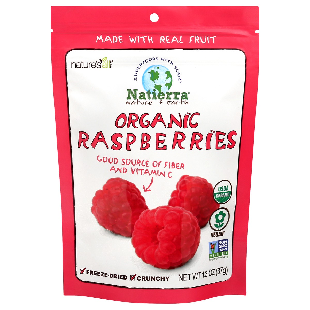 slide 1 of 13, Natierra Organic Freeze Dried Raspberries, 1.3 oz