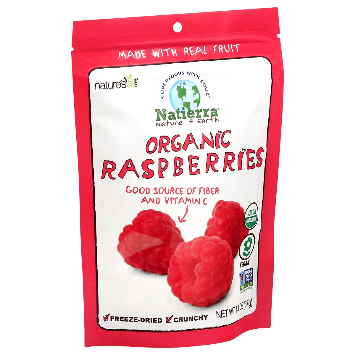 slide 12 of 13, Natierra Organic Freeze Dried Raspberries, 1.3 oz