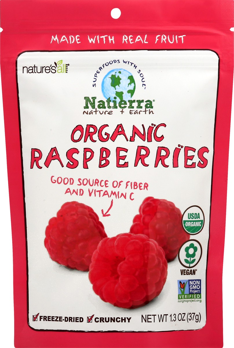 slide 1 of 13, Natierra Organic Freeze Dried Raspberries, 1.3 oz