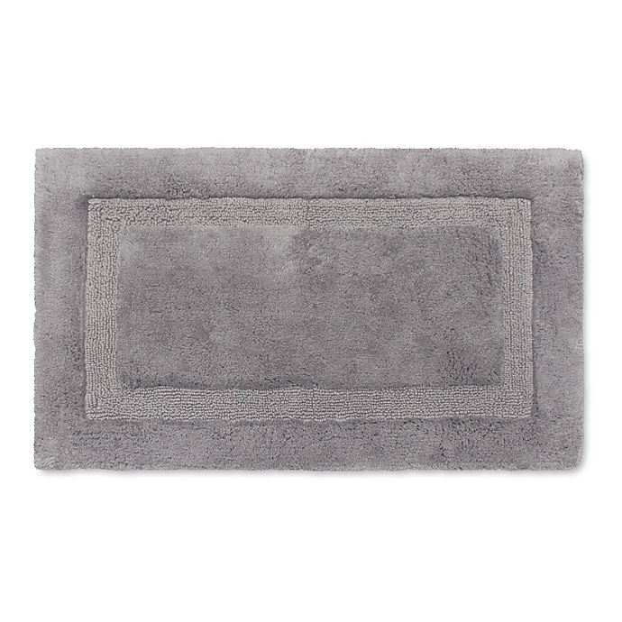 slide 1 of 1, Wamsutta Luxury Border Plush MicroCotton Bath Rug - Slate Grey, 21 in x 34 in