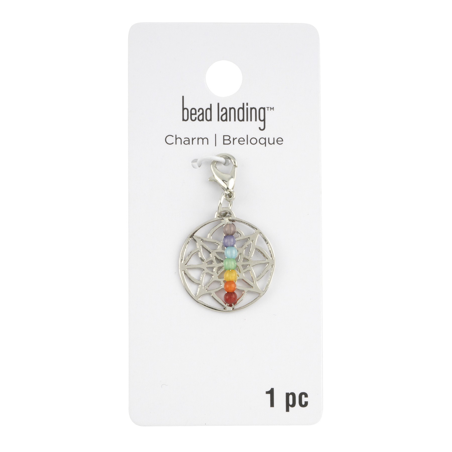 slide 2 of 3, Rhodium Chakra Charm By Bead Landing, 22 mm charm size