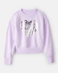 Oshkosh Girls Daydream Fleece Disco Heart Pullover Sweatshirt - Purple Lavender 7