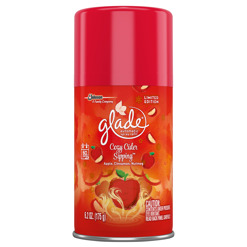 slide 1 of 2, Glade Limited Edition Cozy Cider Sipping Automatic Spray Refill, 6.2 oz