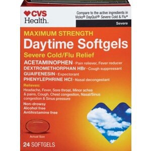 slide 1 of 1, CVS Health Maximum Strength Daytime Softgels For Severe Cold + Flu Relief, 24 Ct, 1 ct