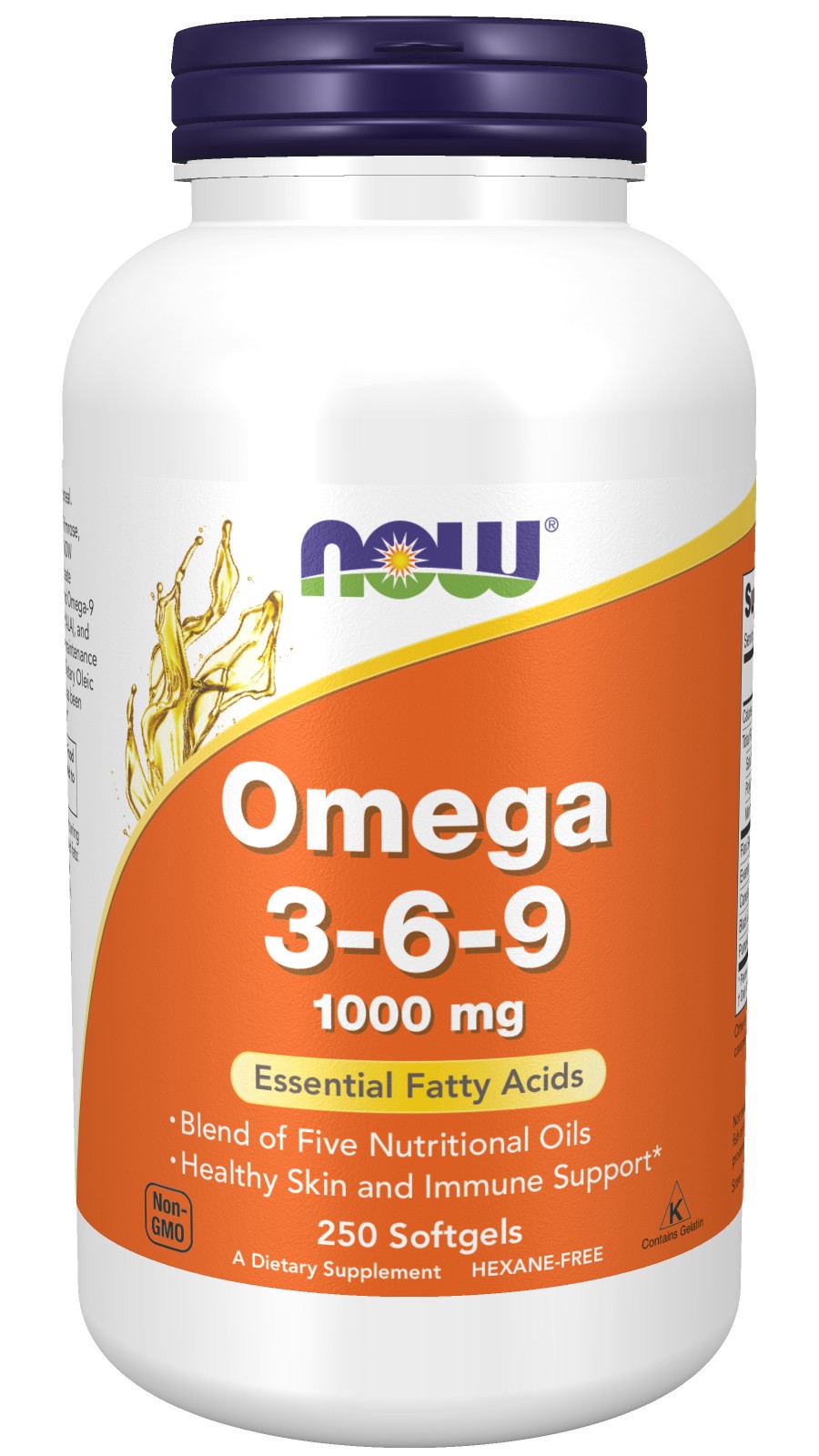 slide 1 of 4, NOW Supplements Omega 3-6-9 1000 mg - 250 Softgels, 250 ct