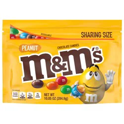 M&M'S Peanut Milk Chocolate, Sharing Size, 10.05 oz Resealable Bag