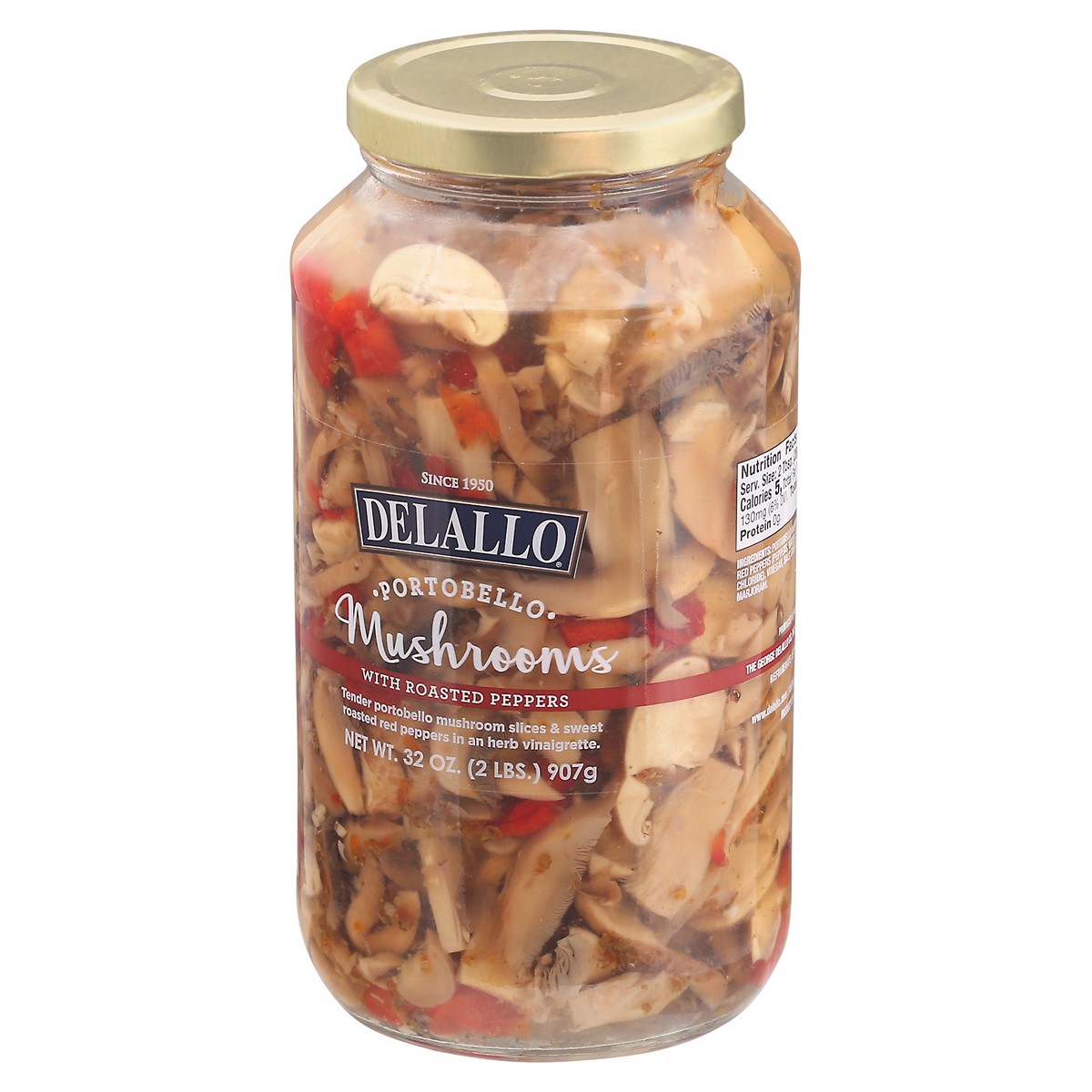 slide 6 of 9, Delallo Portabella Mushrooms W/Red Peppe, 32 oz