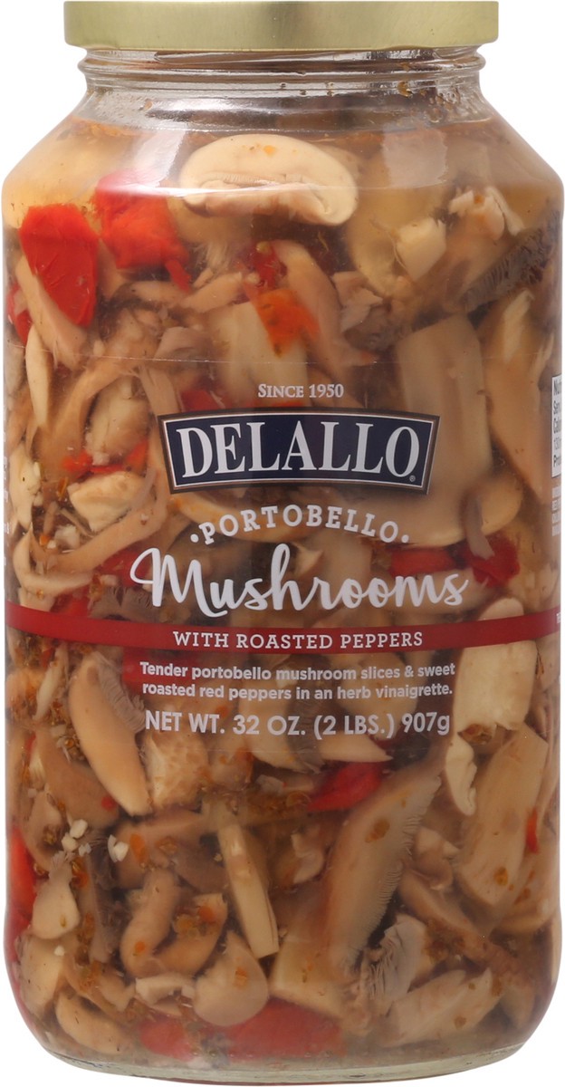slide 8 of 9, Delallo Portabella Mushrooms W/Red Peppe, 32 oz