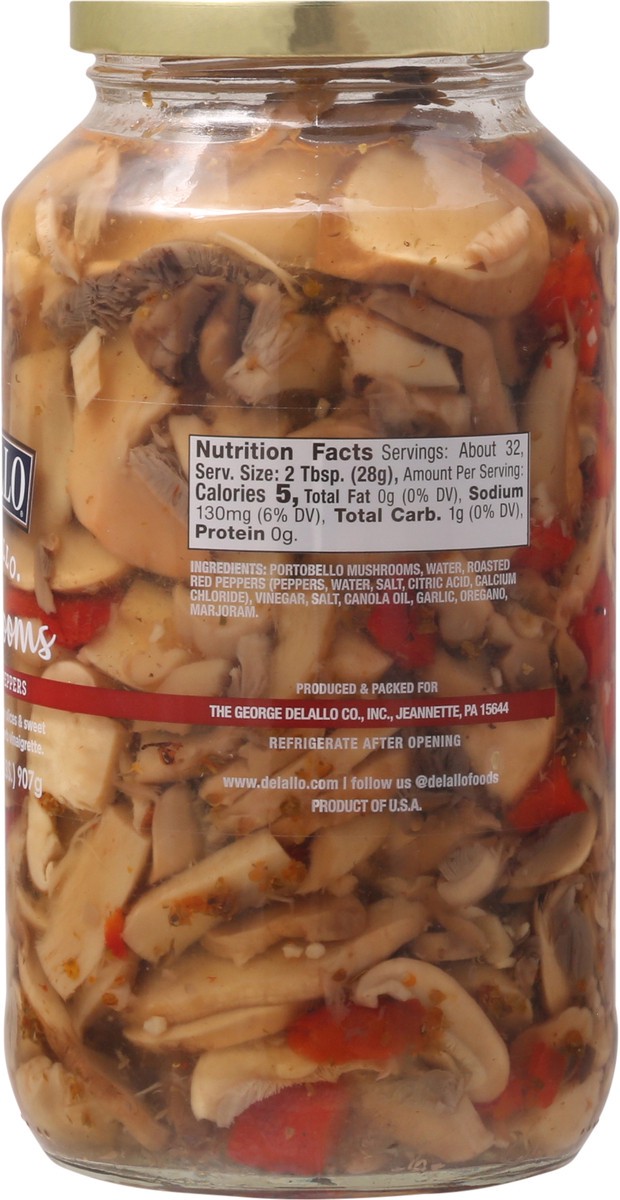 slide 7 of 9, Delallo Portabella Mushrooms W/Red Peppe, 32 oz
