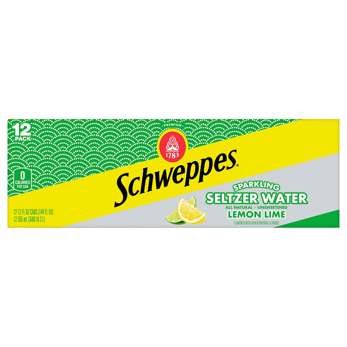slide 1 of 7, Schweppes Lemon Lime Seltzer Water - 144 oz, 12 ct; 12 oz