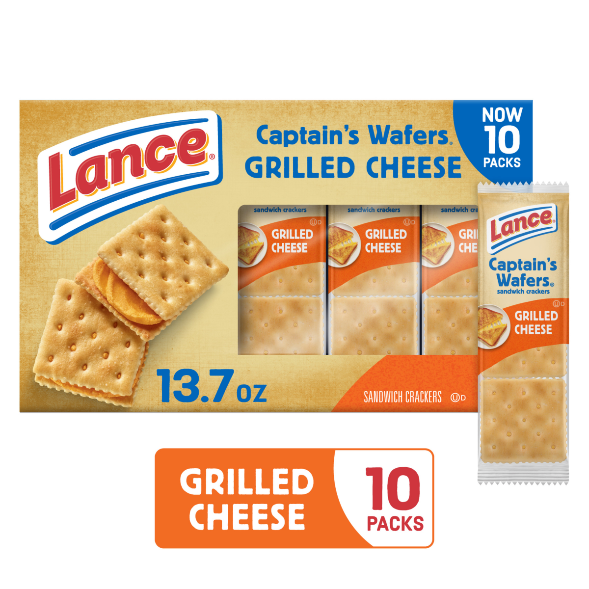 slide 1 of 25, Lance Captain's Grilled Cheese Sandwich Crackers, 13.700 oz