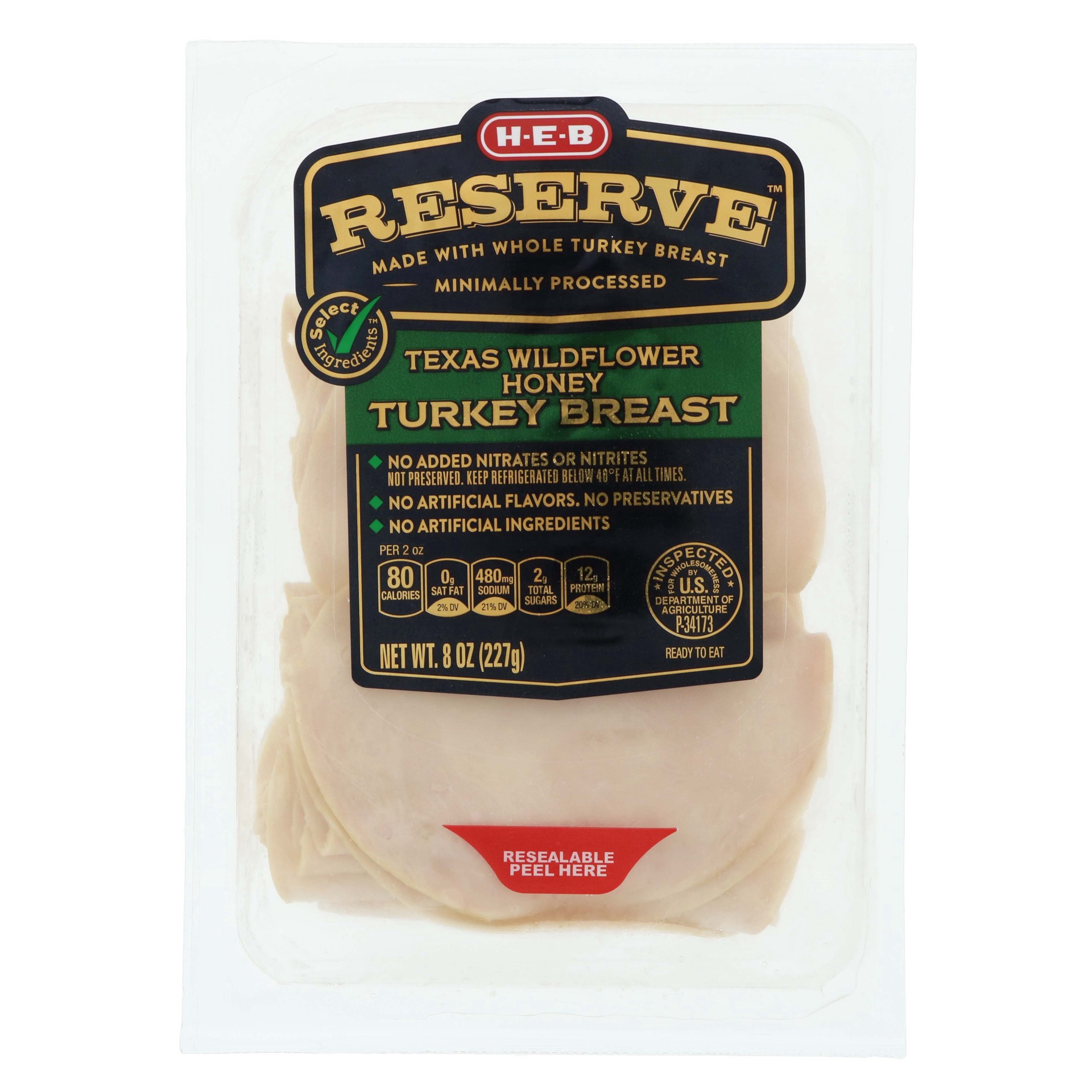 slide 1 of 1, H-E-B Reserve Texas Wildflower Honey Turkey Breast, 8 oz