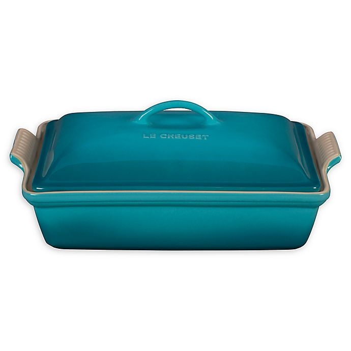 slide 1 of 1, Le Creuset Heritage Rectangular Covered Casserole Dish - Caribbean, 4 qt