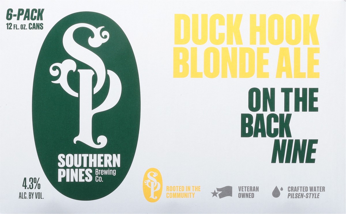 slide 2 of 9, Southern Pines Brewing Co. Blonde Ale Duck Hook Beer 6 - 12 fl oz Cans, 6 ct; 12 oz