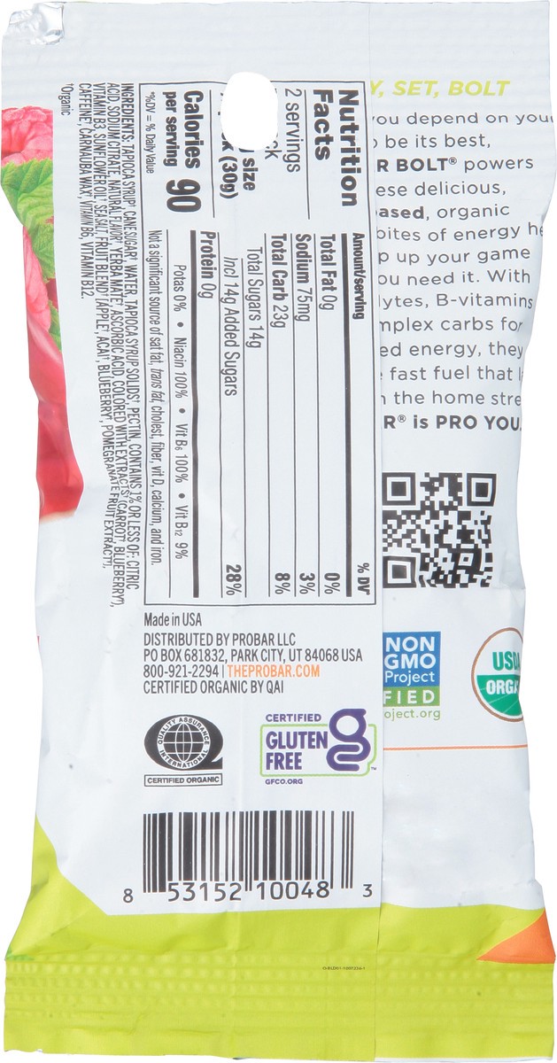 slide 8 of 9, ProBar Raspberry Bolt Energy Chews, 2.1 oz