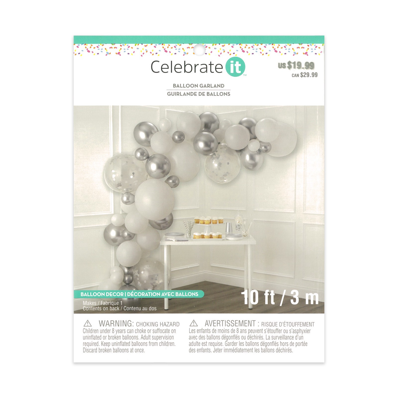 slide 3 of 4, 10ft. Silver & White Balloon Garland By Celebrate It, 10 ft