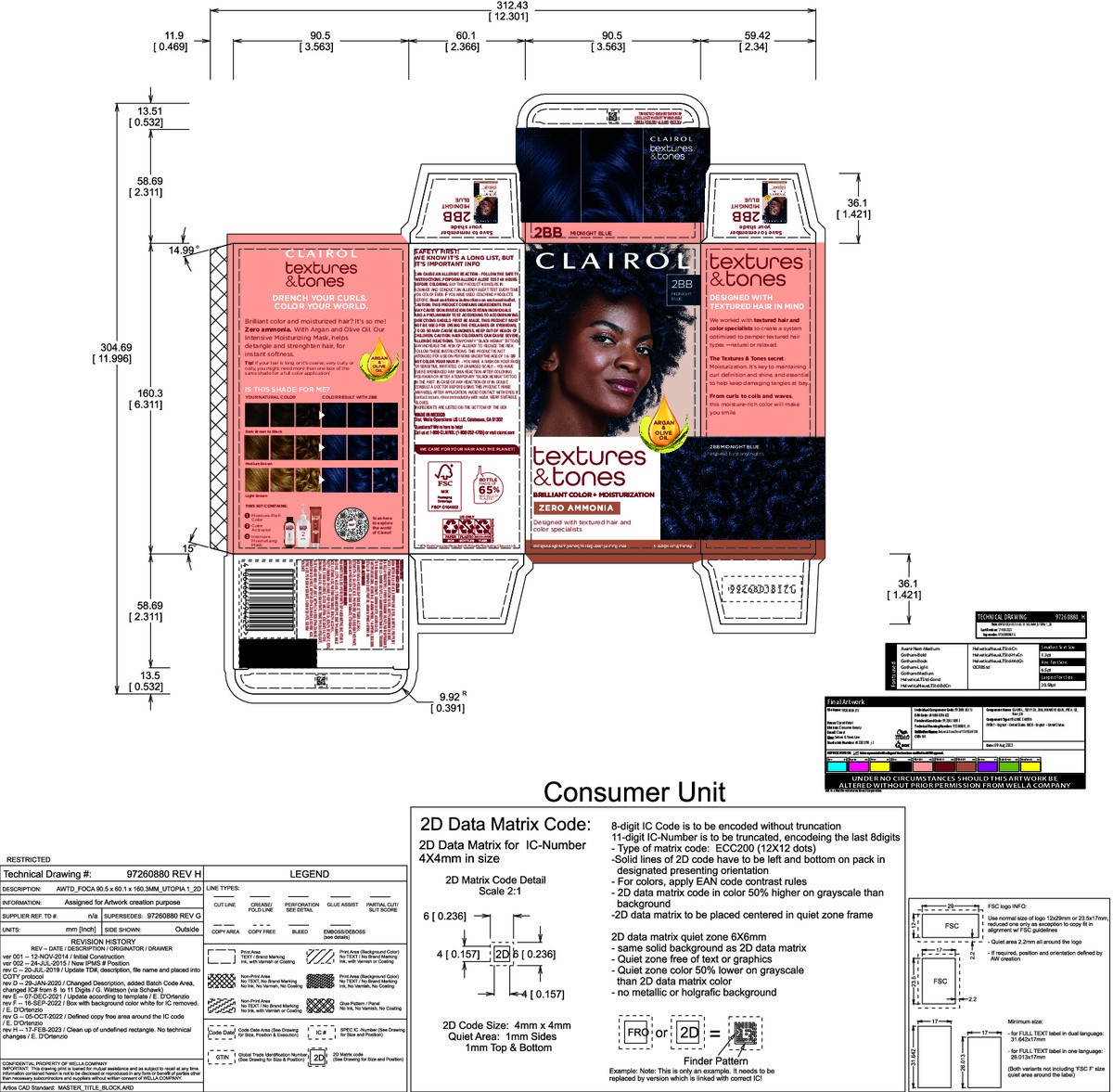 slide 9 of 11, Clairol Textures & Tones 2BB Midnight Blue, 1 ct