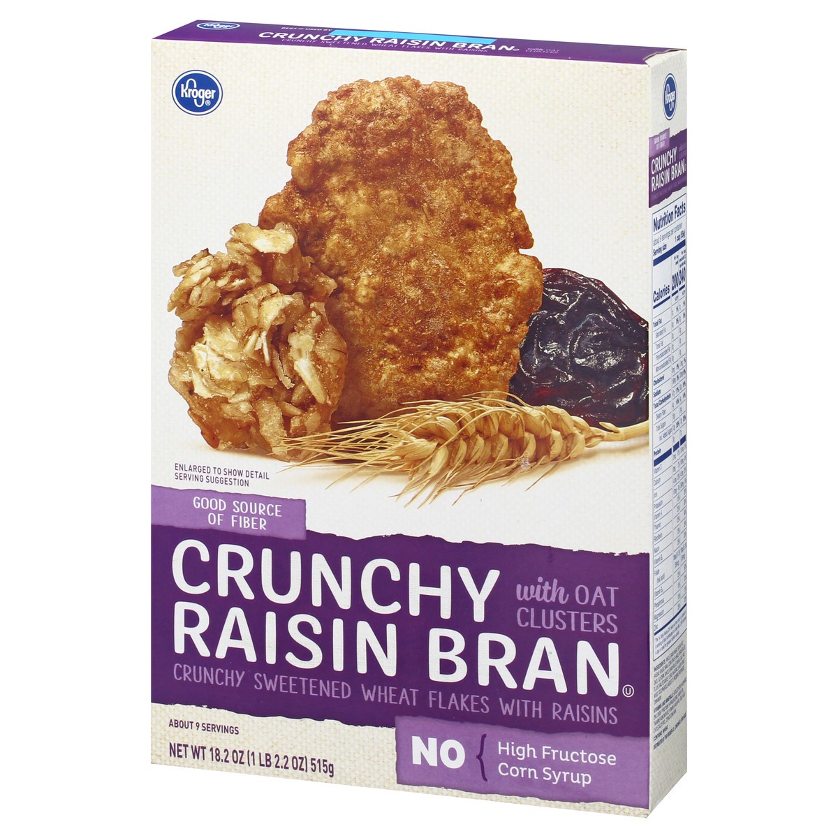 slide 2 of 10, Kroger Raisin Bran with Oat Clusters Crunchy, 18.2 oz