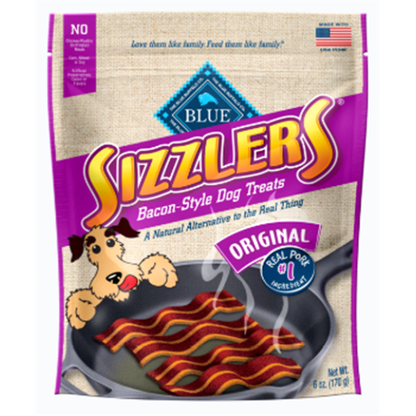 slide 1 of 1, Blue Buffalo Sizzlers Dog Treats, Original Pork Recipe, 6 oz