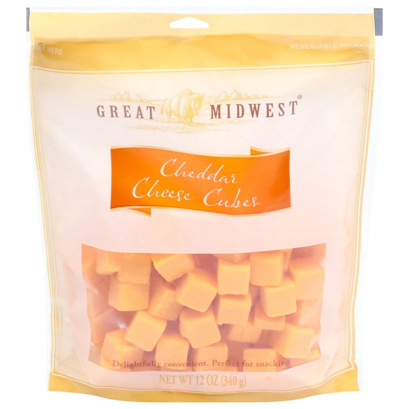 slide 1 of 5, Great Midwest Cheese Cubes, Cheddar, 12 oz