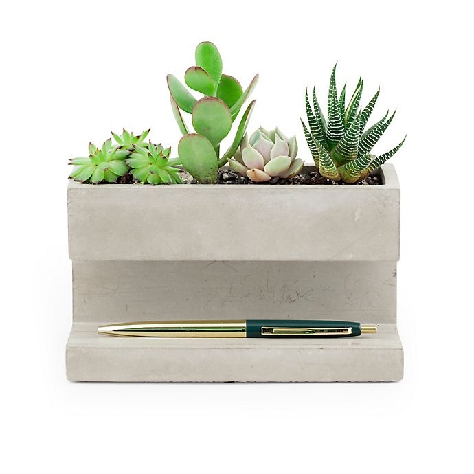 slide 1 of 1, Kikkerland Large Desk Organizer Pen Holder - Concrete, 1 ct