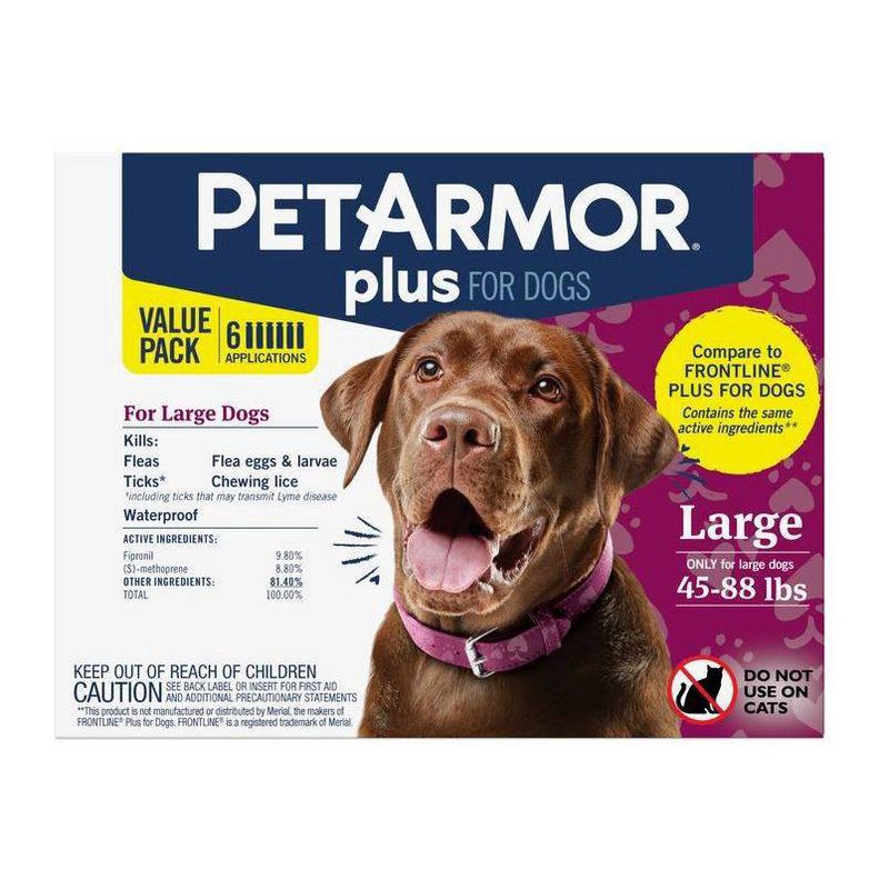 slide 6 of 6, PETARMOR Plus for Large Dogs 45-88 lbs, Flea & Tick Prevention for Dogs, 6-Month Supply, 6 ct