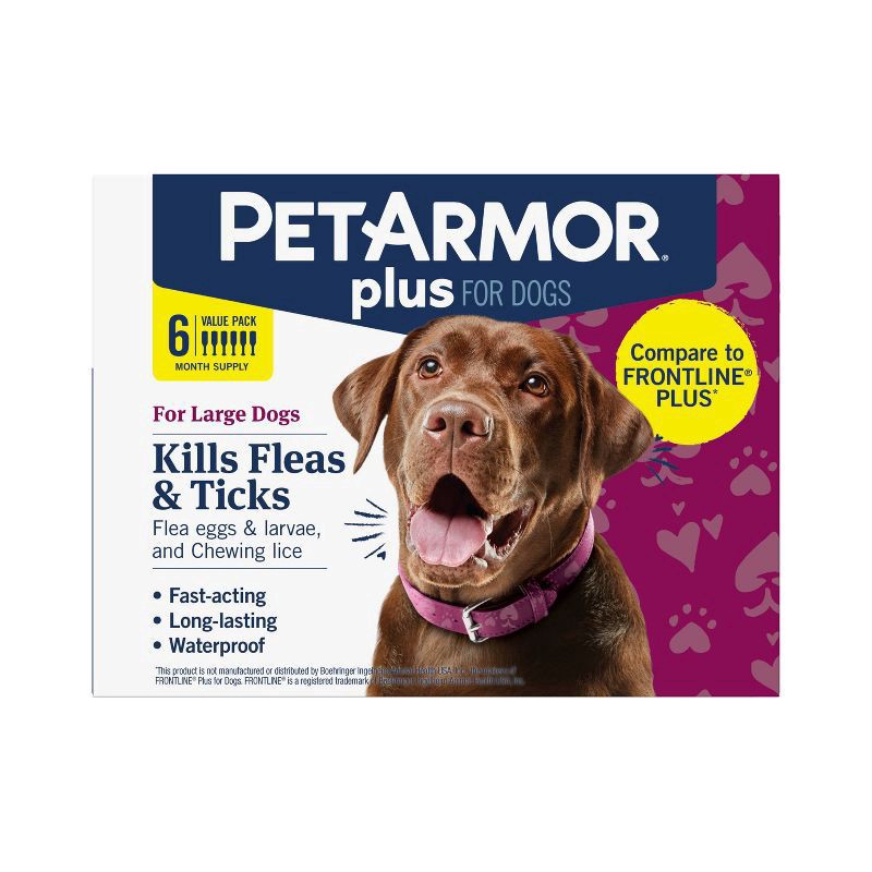 slide 2 of 6, PETARMOR Plus for Large Dogs 45-88 lbs, Flea & Tick Prevention for Dogs, 6-Month Supply, 6 ct