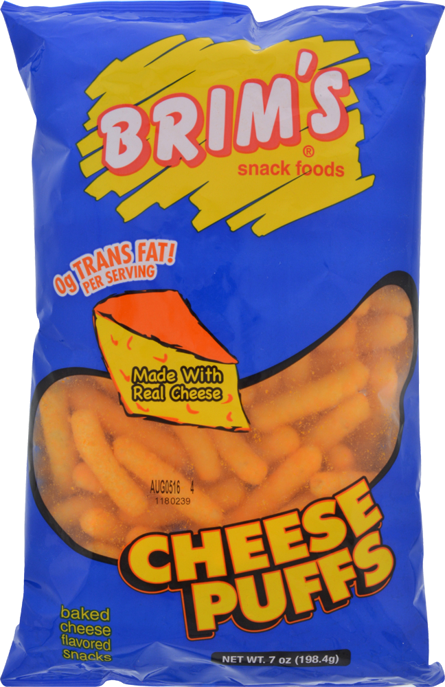 slide 1 of 1, Brim's Cheese Puffs, 7 oz