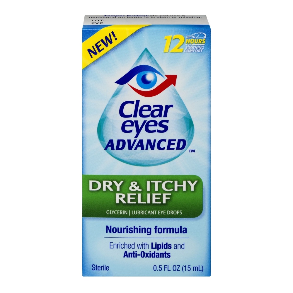 slide 1 of 1, Clear Eyes Advanced Dry And Itchy, 0.5 fl oz