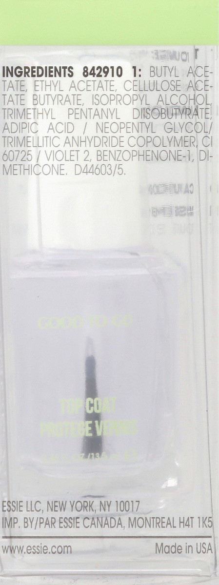 slide 11 of 12, essie Good to Go Top Coat - fast dry and shine - 0.46 fl oz, 0.46 fl oz