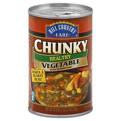 slide 1 of 1, Hill Country Fare Chunky Healthy Vegetable Soup, 18.8 oz
