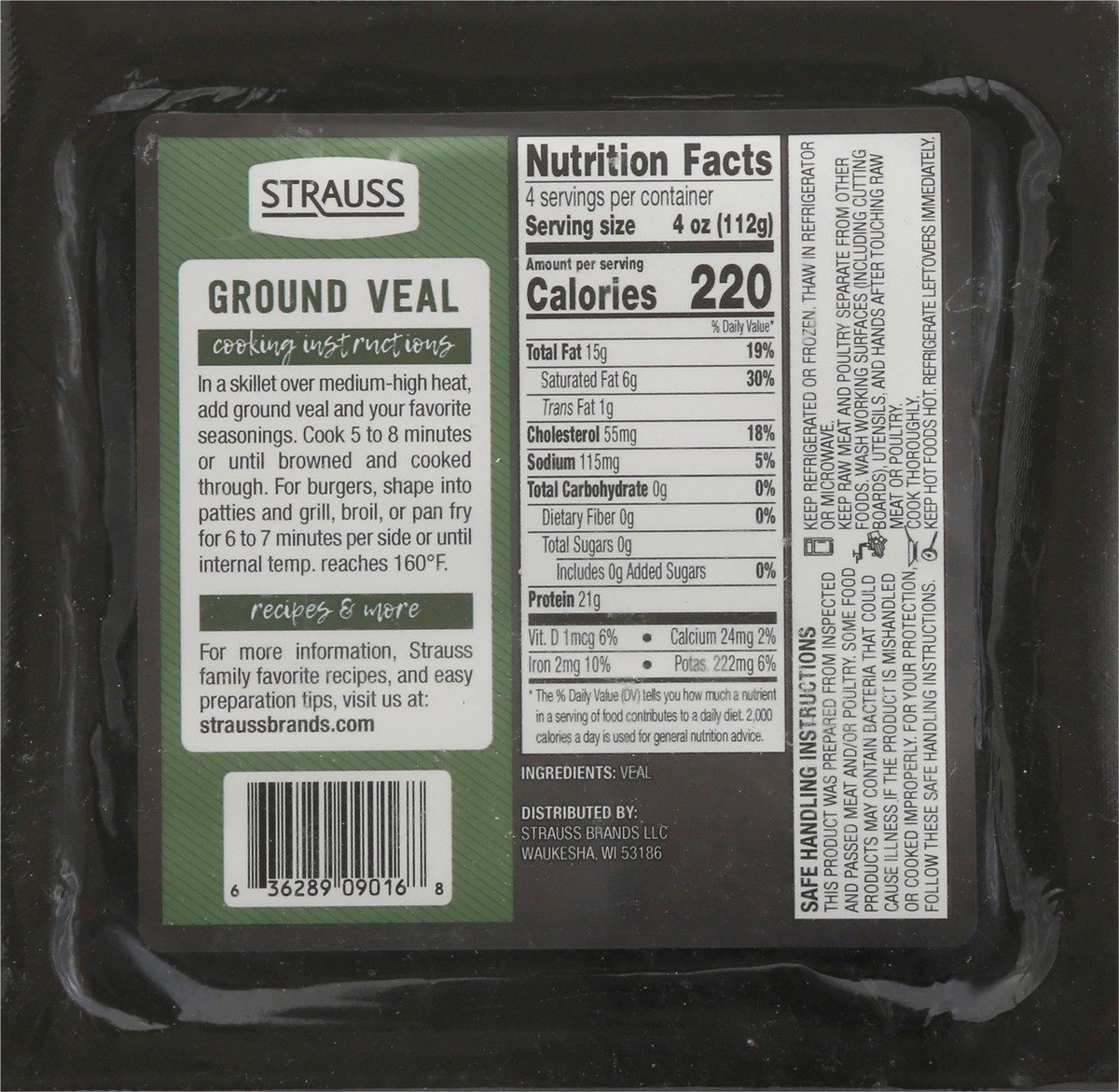 slide 3 of 14, Strauss Ground Veal 16 oz, 16 oz