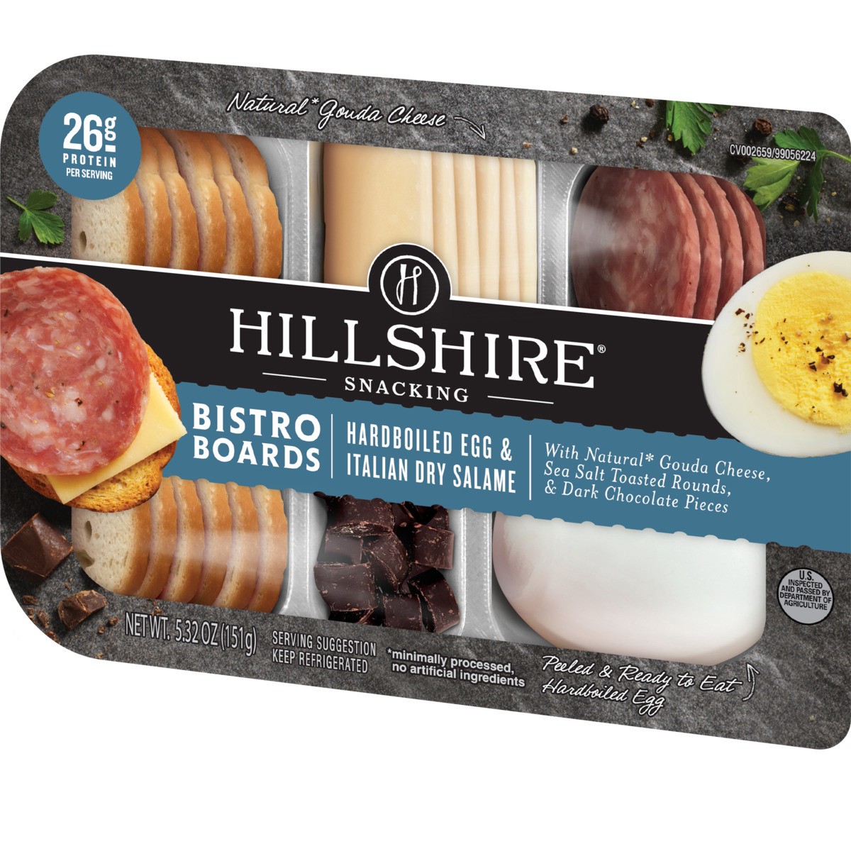 slide 6 of 9, Hillshire Snacking Bistro Boards, Hardboiled Egg & Italian Dry Salame, 5.32 oz., 150.82 g