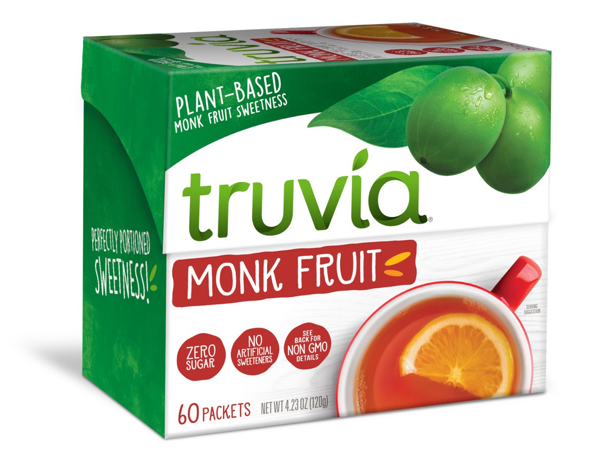 slide 1 of 11, Truvia Calorie-Free Sweetener from the Monk Fruit, 60 Packets, 60 ct