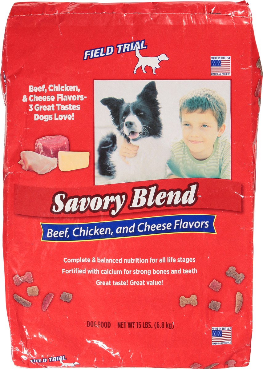 slide 8 of 10, Field Trial Dog Food, Beef, Chicken, and Cheese Flavors, Savory Blend, 15 lb