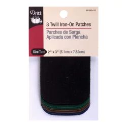 Dritz Iron-On Twill Patches - Dark Colors, 2 in x 3 in
