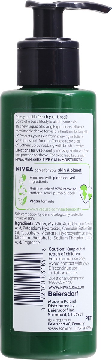 slide 8 of 13, Nivea NIVEA MEN Sensitive Calm Liquid Shaving Cream, 6.8 Fl. Oz., 6.8 fl oz