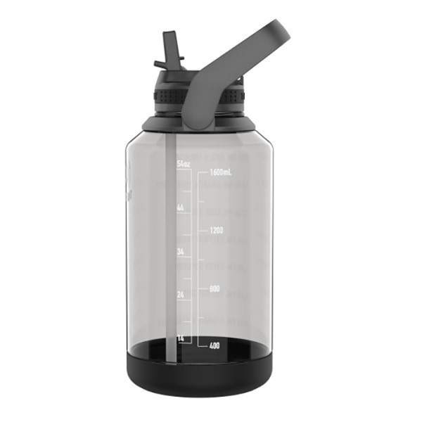 Takeya Motivational Tritan Straw Water Bottle, 64 oz, Stormy Black