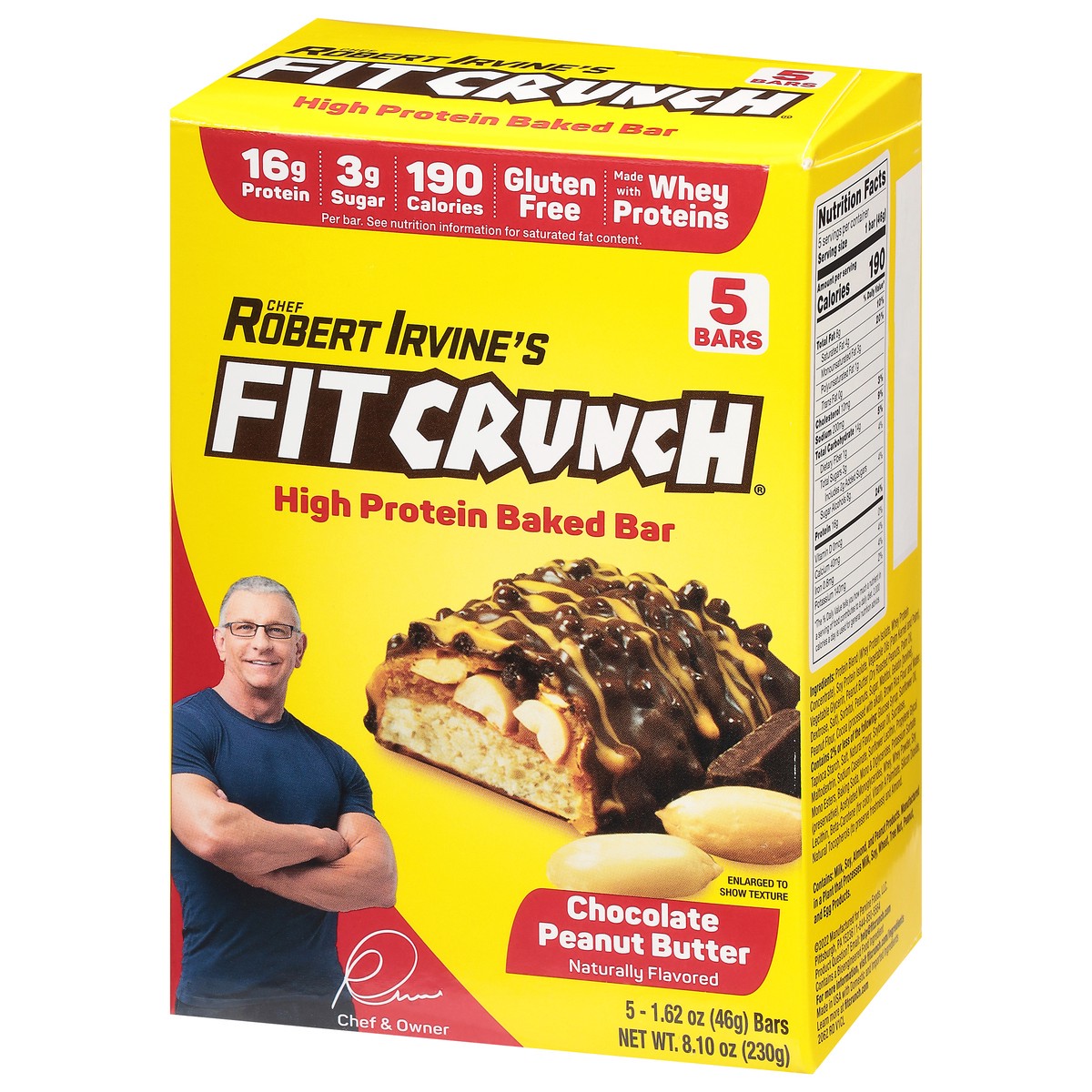 slide 3 of 14, FITCRUNCH High Protein Chocolate Peanut Butter Baked Bar 5 - 1.62 oz Bars, 5 ct