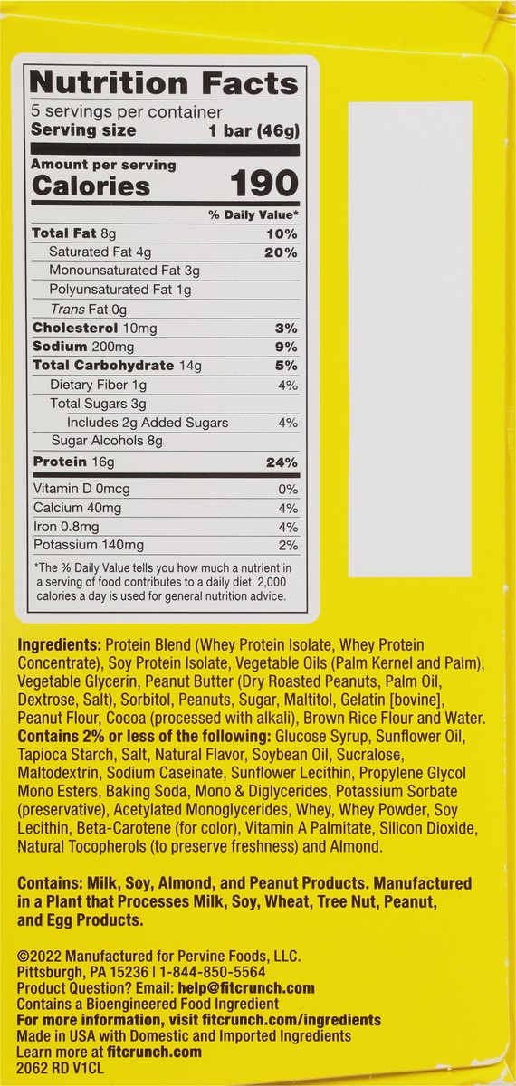 slide 6 of 14, FITCRUNCH High Protein Chocolate Peanut Butter Baked Bar 5 - 1.62 oz Bars, 5 ct