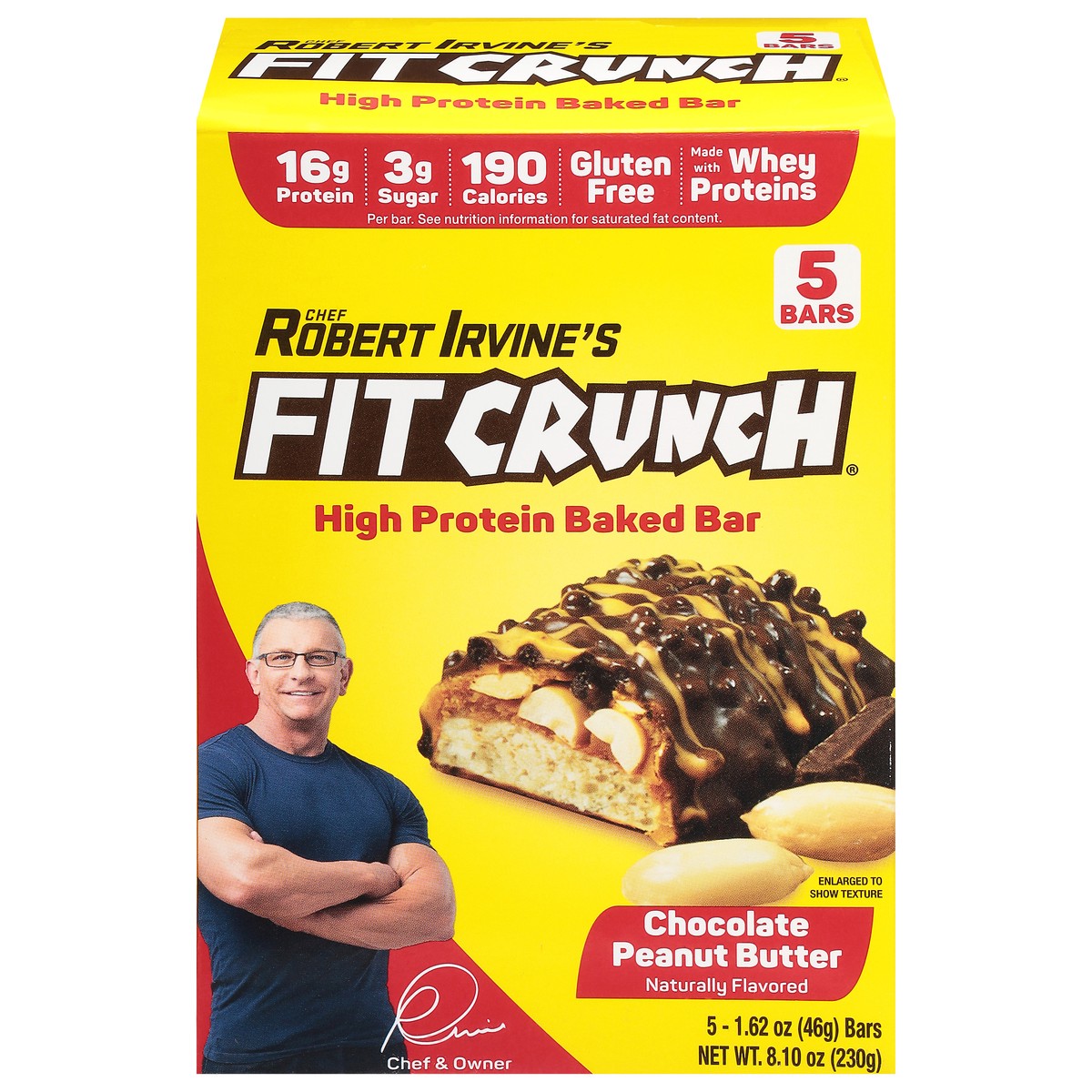 slide 5 of 14, FITCRUNCH High Protein Chocolate Peanut Butter Baked Bar 5 - 1.62 oz Bars, 5 ct