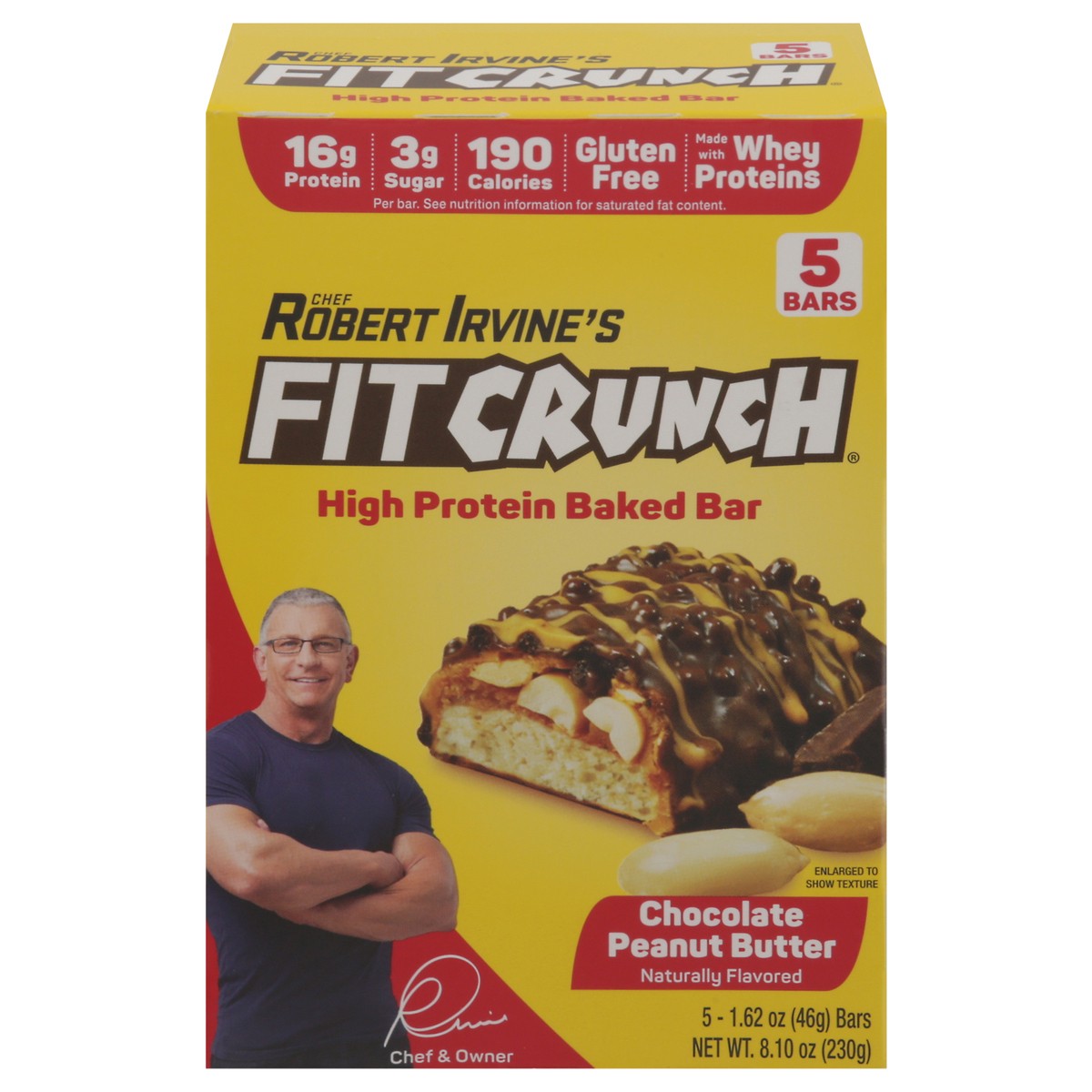 slide 1 of 14, FITCRUNCH High Protein Chocolate Peanut Butter Baked Bar 5 - 1.62 oz Bars, 5 ct