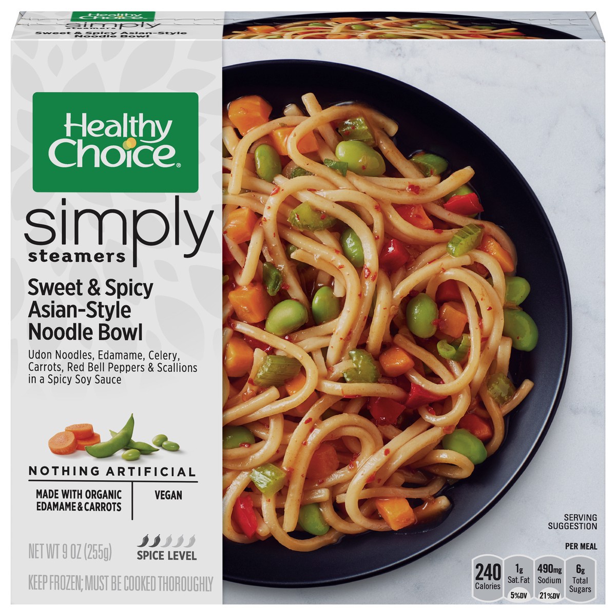 slide 1 of 2, Healthy Choice Simply Steamers Sweet & Spicy Asian-Style Sweet & Spicy Asian-Style Noodle Bowl 9 oz, 9 oz