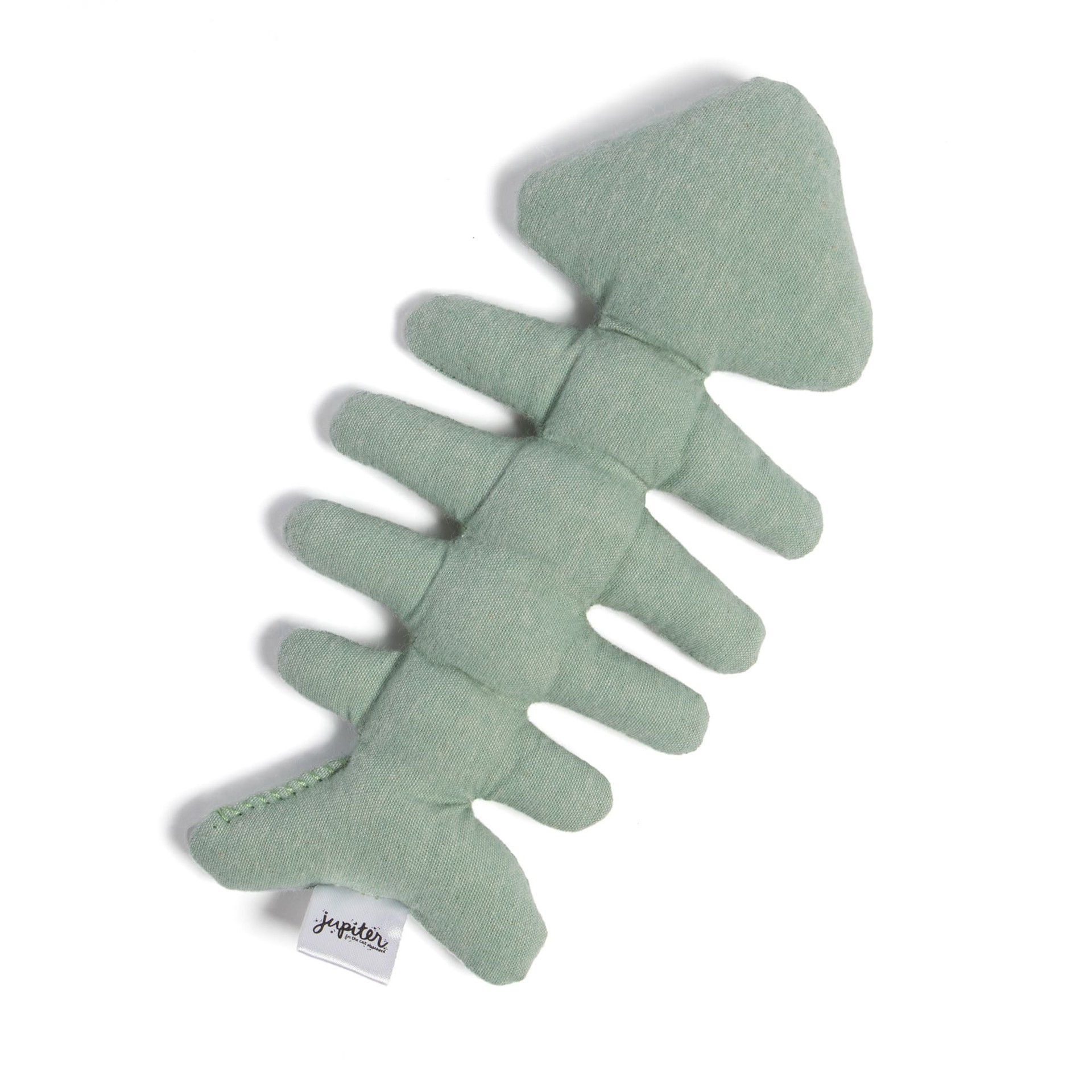 slide 1 of 1, Jupiter Green Fish Bone Plush Cat Toy, Small, 1 ct