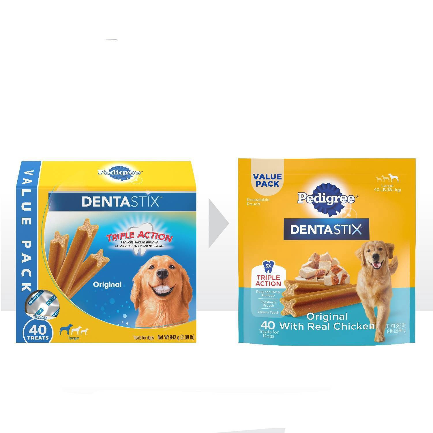 slide 9 of 9, Dentastix Original Large Dental Chicken Dental Dog Treats - 40ct, 40 ct