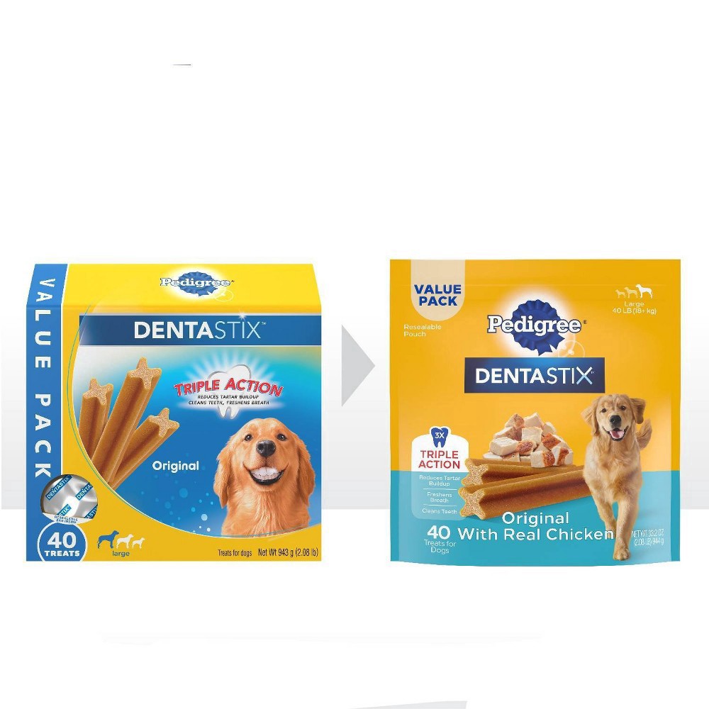 slide 2 of 9, Dentastix Original Large Dental Chicken Dental Dog Treats - 40ct, 40 ct