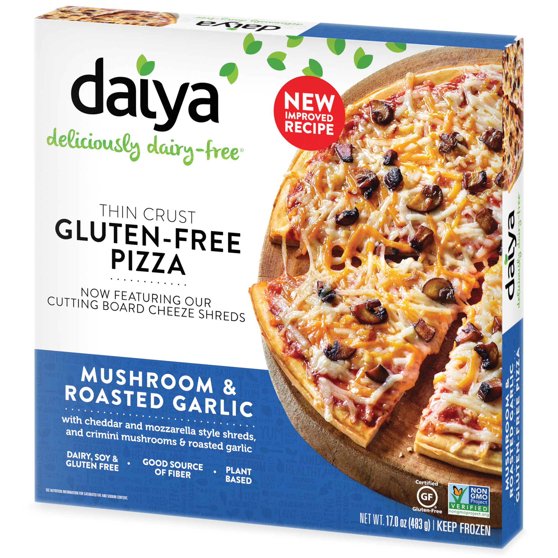 slide 1 of 2, Daiya Dairy Free Mushroom & Roasted Garlic Gluten Free Pizza - 17 oz, 12 oz