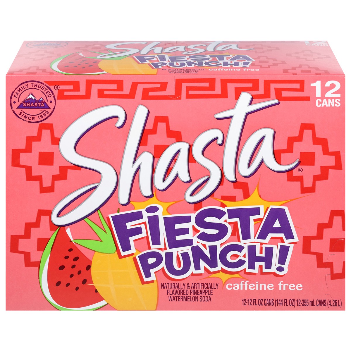 slide 4 of 14, Shasta Caffeine Free Fiesta Punch! Soda 12 - 12 fl oz Cans, 12 ct