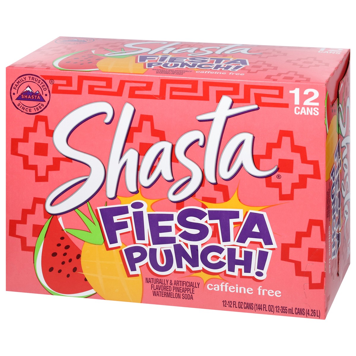 slide 5 of 14, Shasta Caffeine Free Fiesta Punch! Soda 12 - 12 fl oz Cans, 12 ct